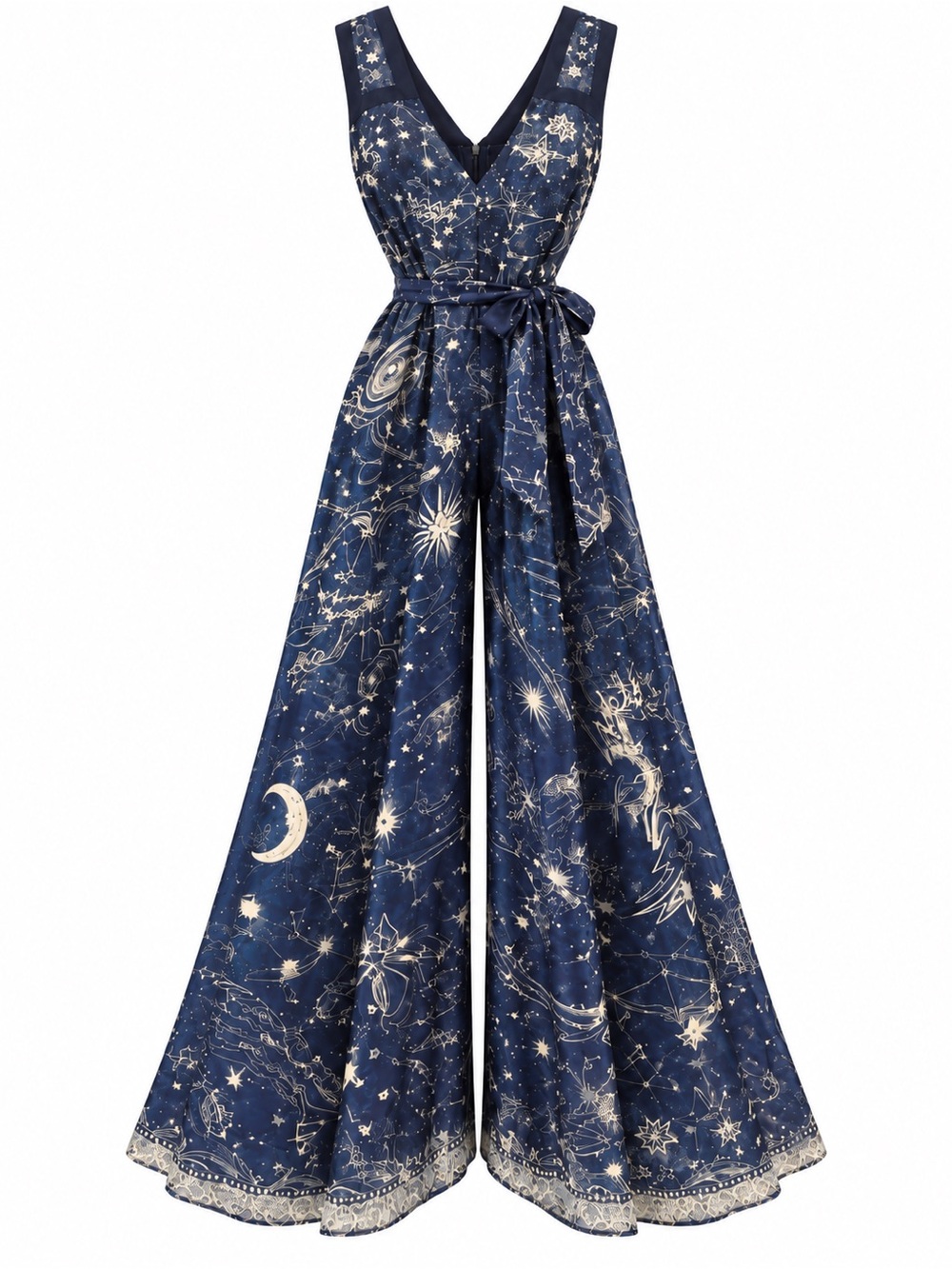 Camilla Celestial-Print Navy Wide-Leg Jumpsuit - Picture 3 of 9